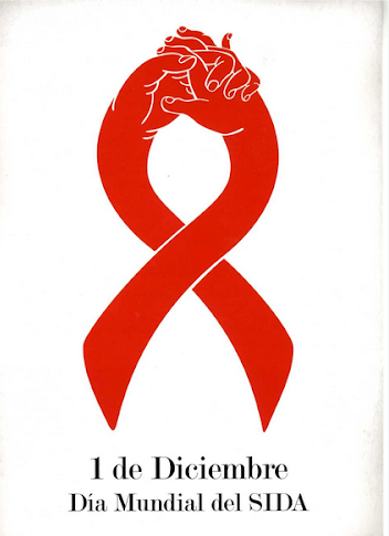 Representan dos manos entrelazadas dibujando el lazo rojo de la lucha contra el SIDA